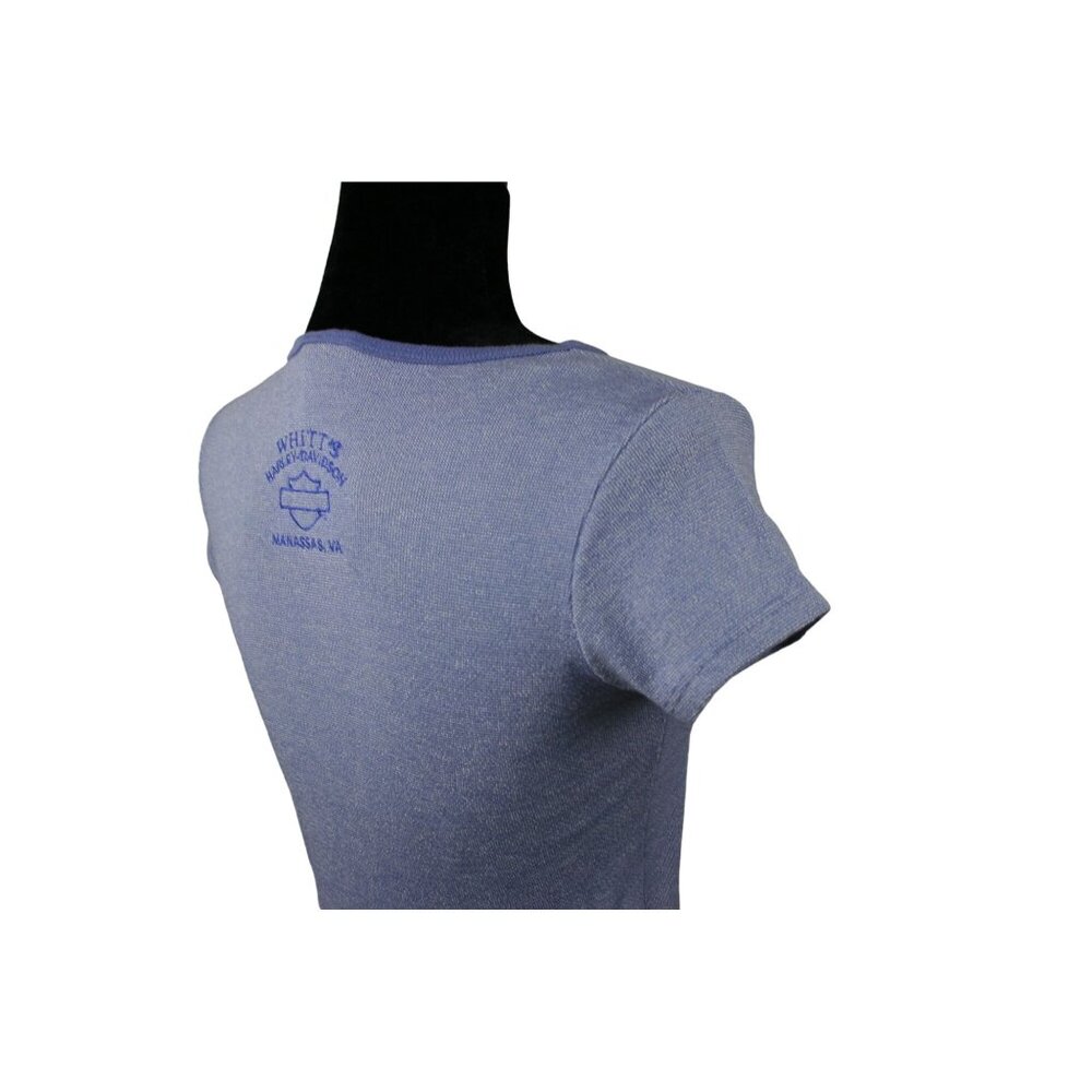 Women's Harley Davidson Blue Stretchy Tee Whitt's Manassas VA Size M - Picture 3 of 7